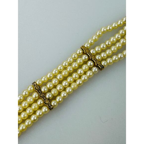 Vintage Small Faux Pearl 4 Strand Bracelet with Clasp - Picture 5 of 11